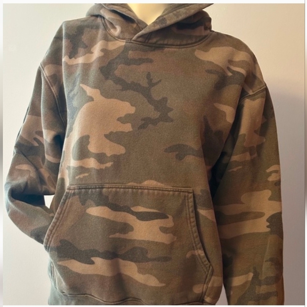 Aritzia TNA Camouflage Green Fleece Hoodie
